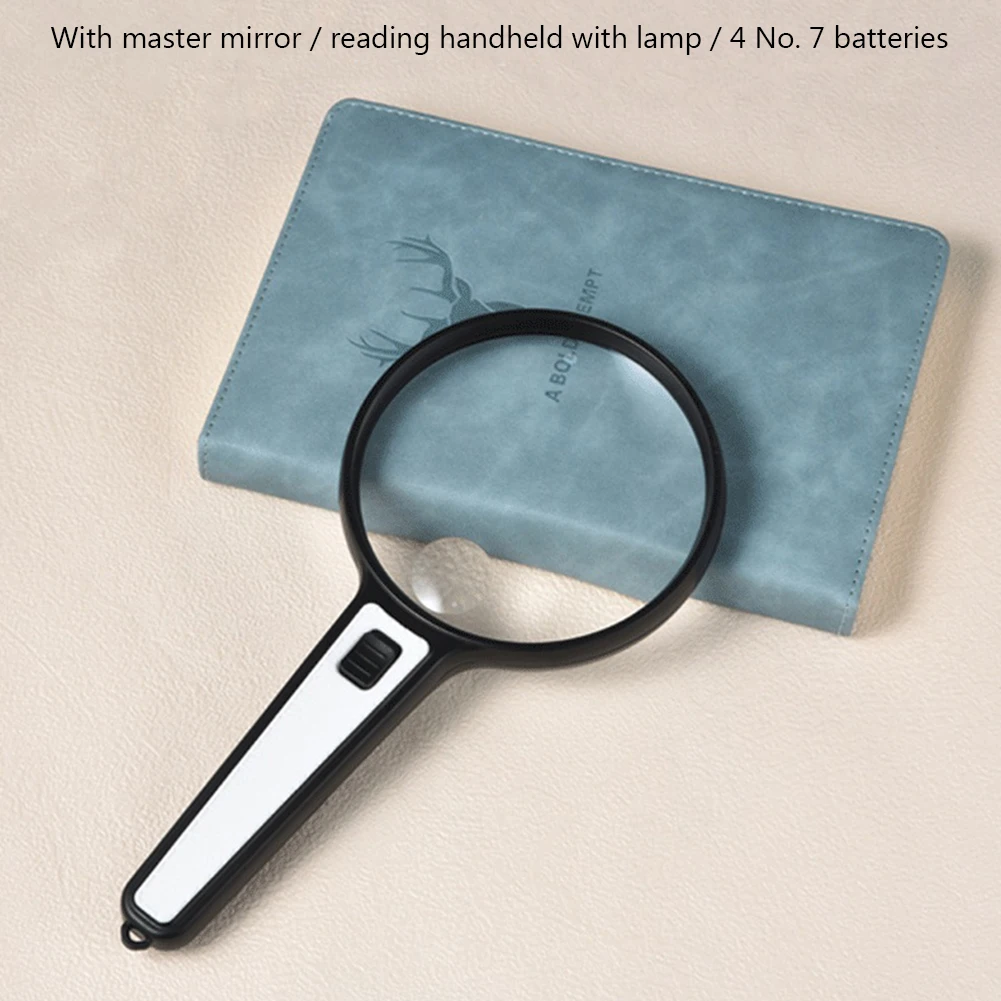 10X 20X Handheld Magnifying Glass with 4 LED Light Reading Magnifier Loupe Glasses for Seniors Read Insect and Hobby Observation