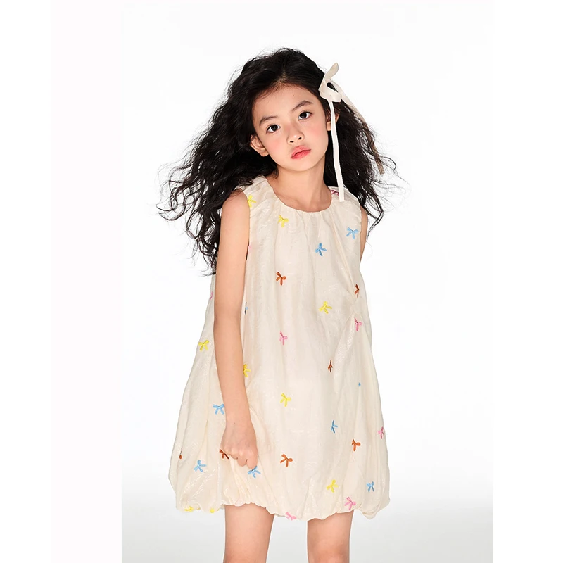 

Humor Bear Summer Kids Dress Girls Short-sleeved Sweet Embroidery Princess Dress Kids Baby Girls Dress Children Clothes Dress