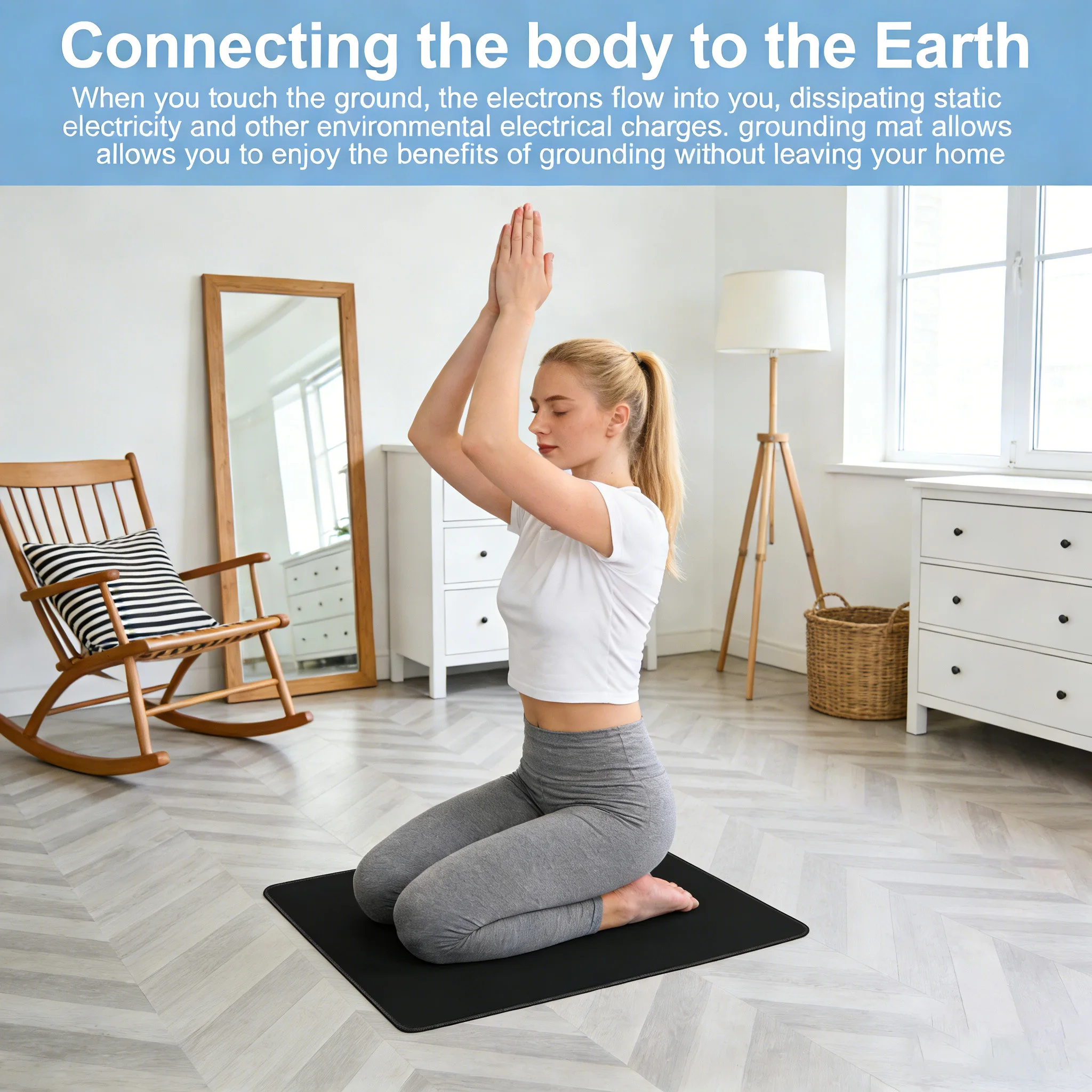 35x24in Grounding Mat Earthing Pad for Energy Balance, Pain Relief, Inflammation, Sleep Support, Stress Relief, Circulation Home