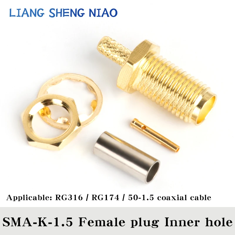 Imagem -02 - Sma Macho Conector Coaxial Fêmea Jack rf Crimp para Rg174 Lmr100 Cabo Rg316 Adaptador Banhado a Ouro 10 Pcs