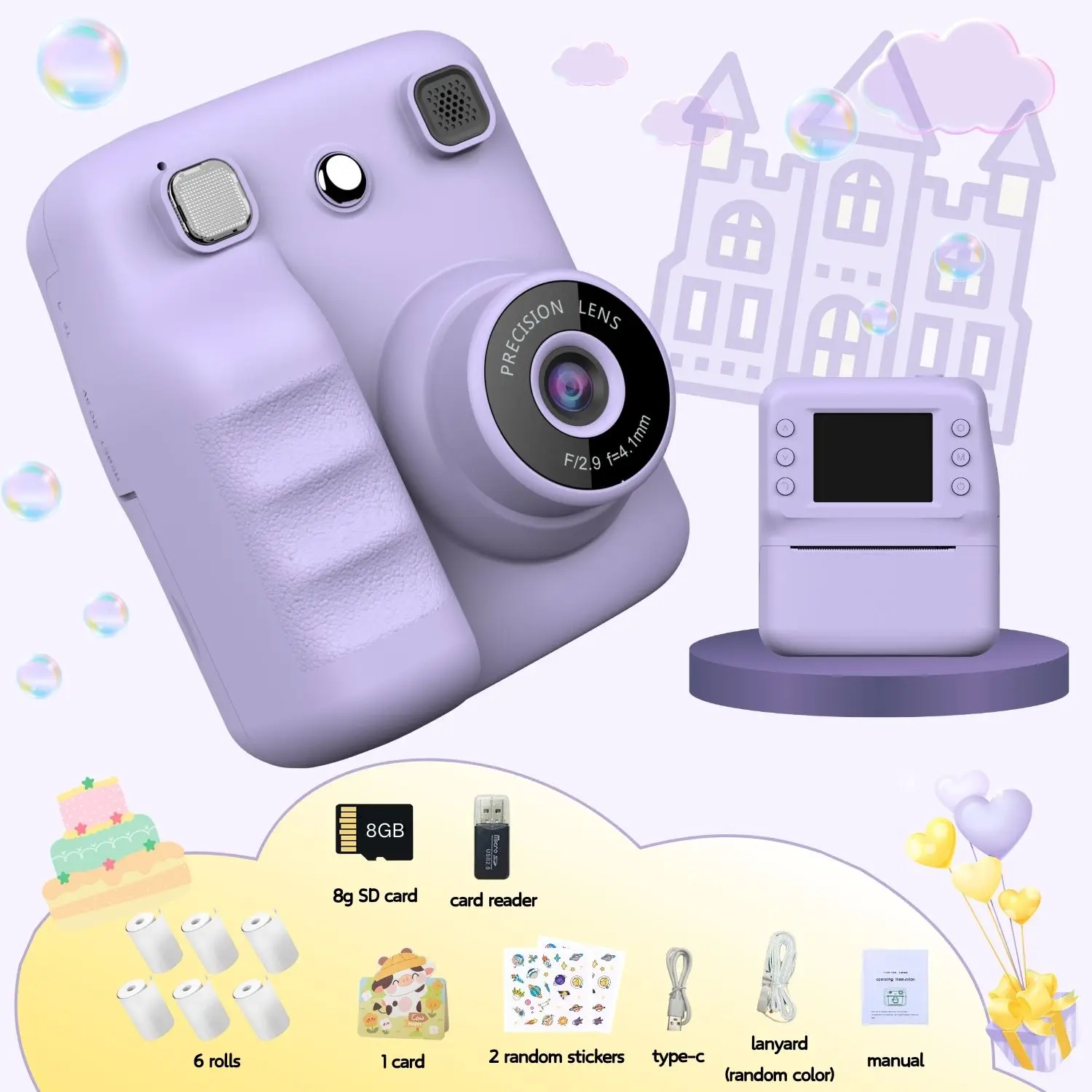 Christmas Gift Mini Kids Digital Camera Instant Printer Games Included for 4-12 Years Old Boys Girls Cute Classic Camera