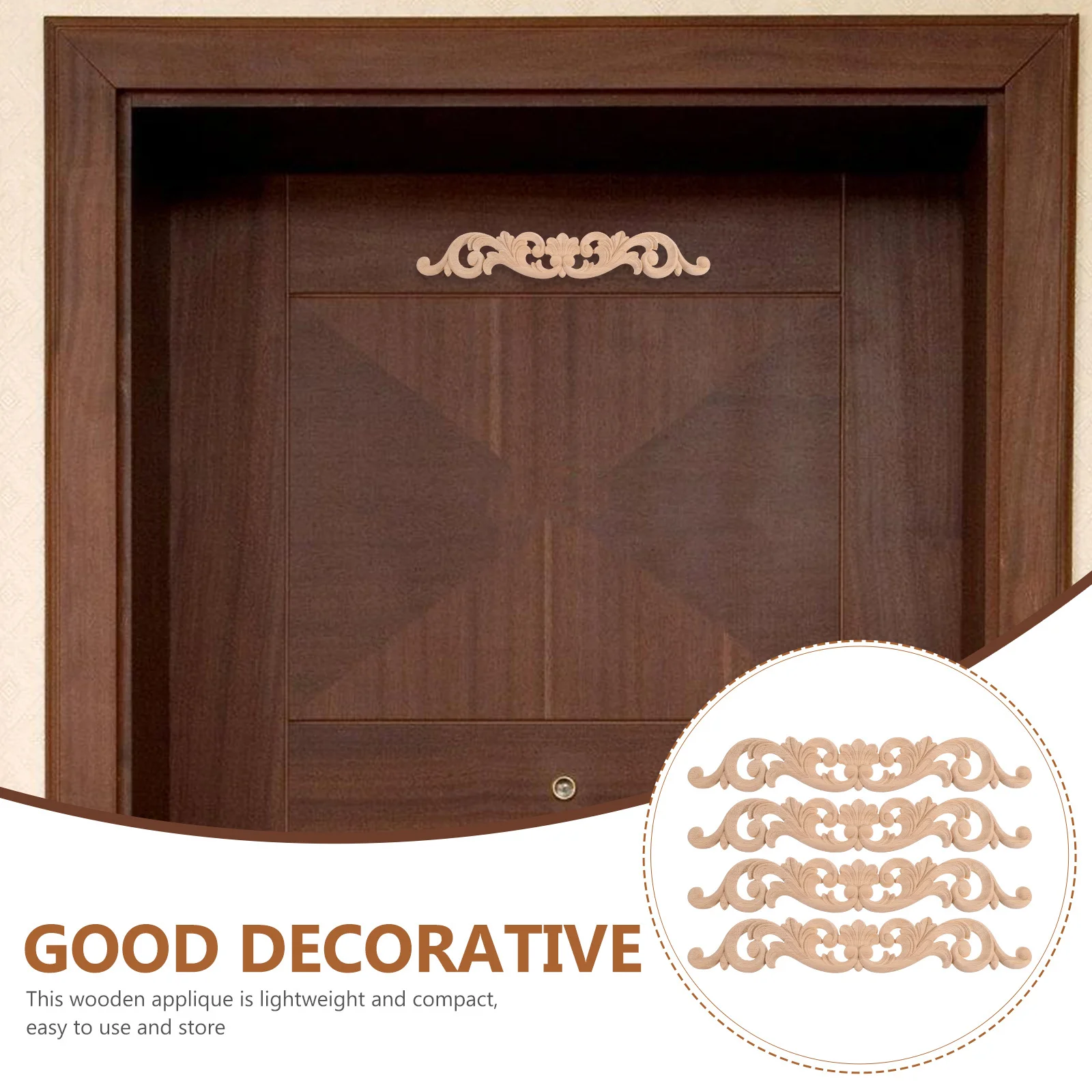 4 قطعة الخشب المنحوت راصعة زين أنيق الزخرفية الخشب الزينة ل خزانة أثاث المنزل زخرفة نحت ملصق مائي DIY بها بنفسك