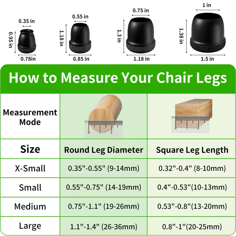 16PCS Black Silicone Chair Leg Caps Covers Round Felt Furniture Floor Protectors for Hardwood Floors Noise Reduction Pads - Image 2