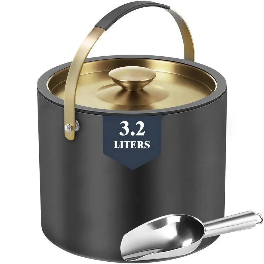 

Insulated Ice Buckets for Parties, Elegant Double Wall Stainless Steel Champagne Buckets with Lid amp Scoop,Ideal for Cocktail B