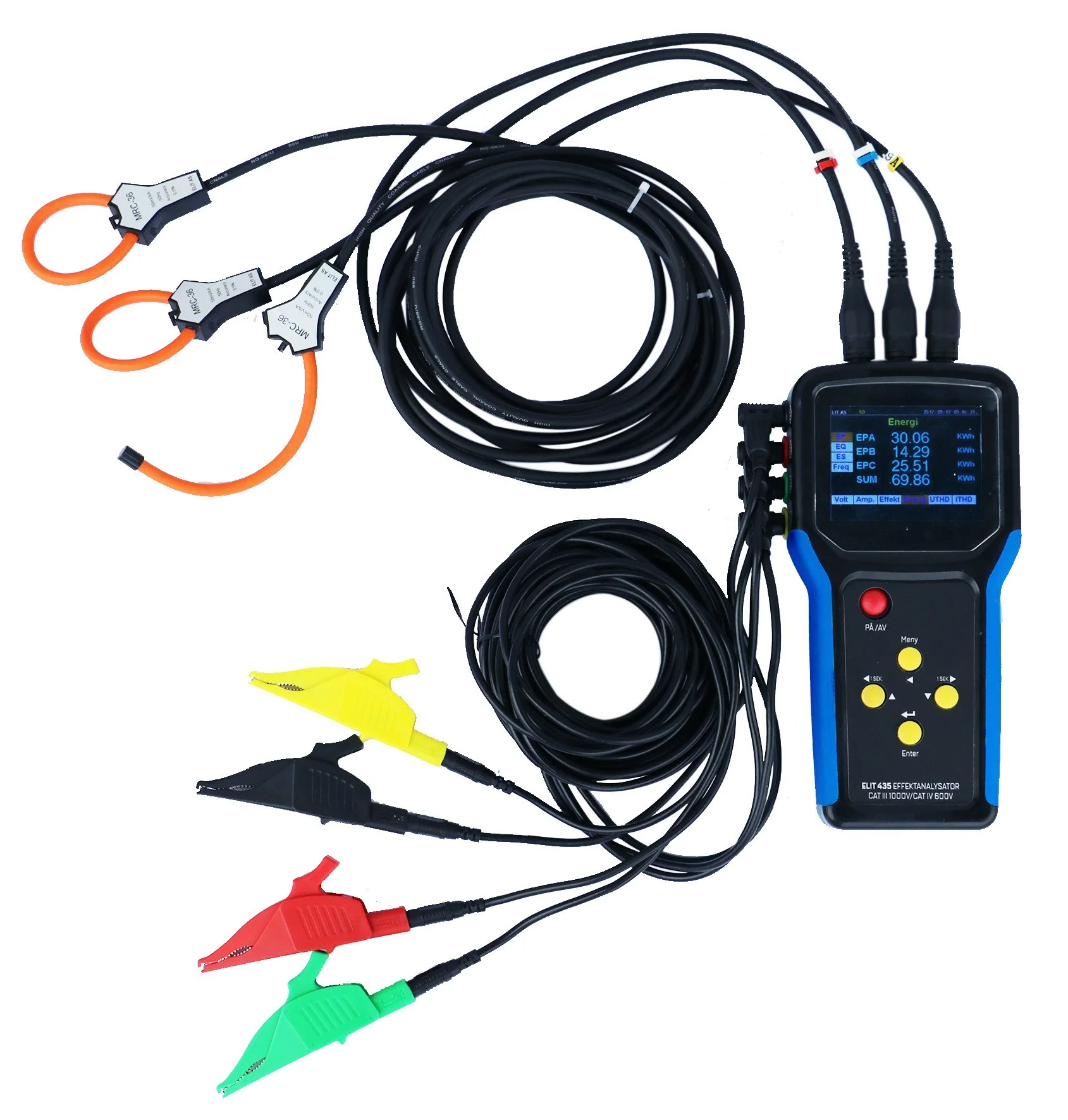 0.5%  Rogowski  Three Phase Electric Power Quality Analyzer