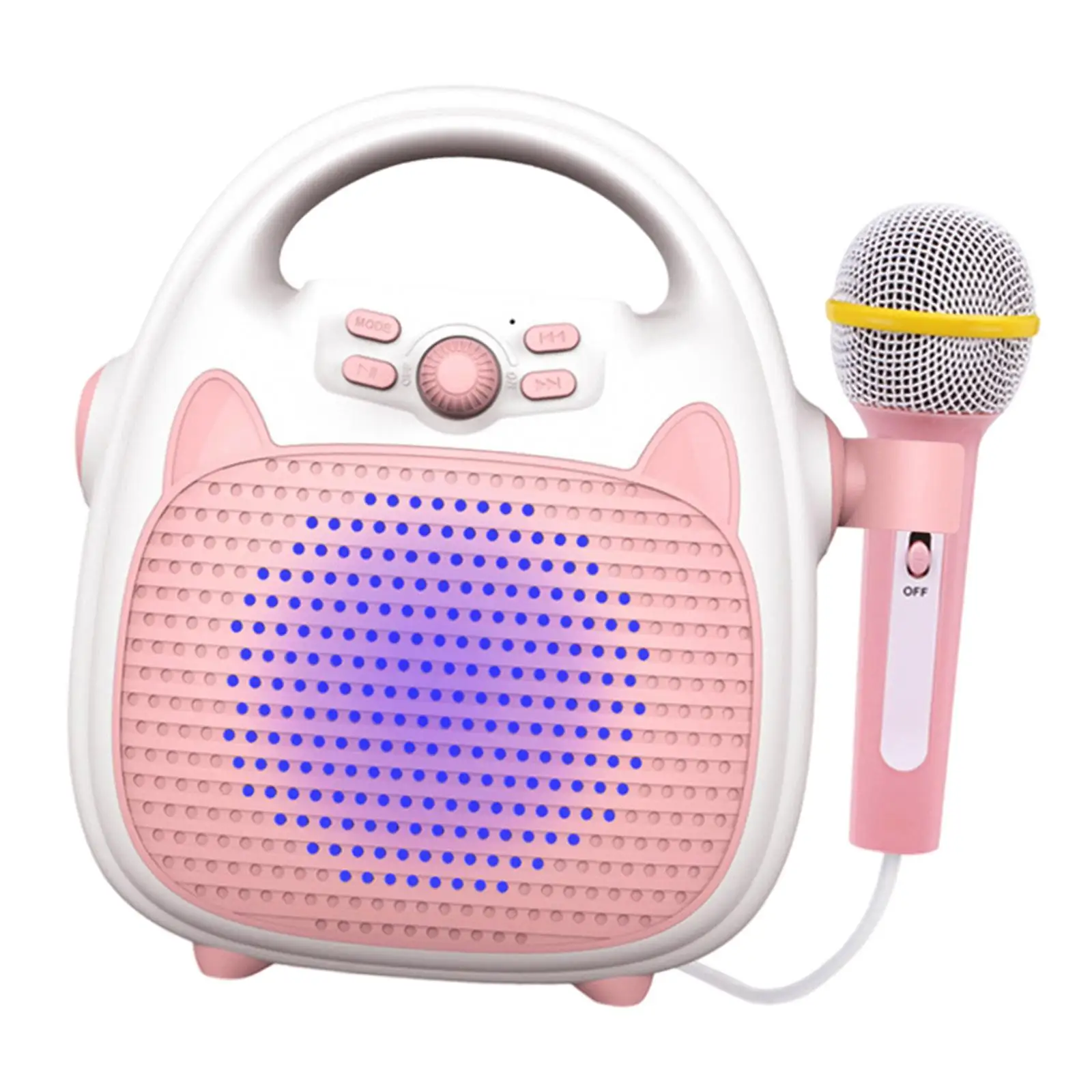 Kids Music Toy Karaoke Speaker with Microphone Bluetooth Connection TF Card Support Multicolor LED Light Portable Gift for