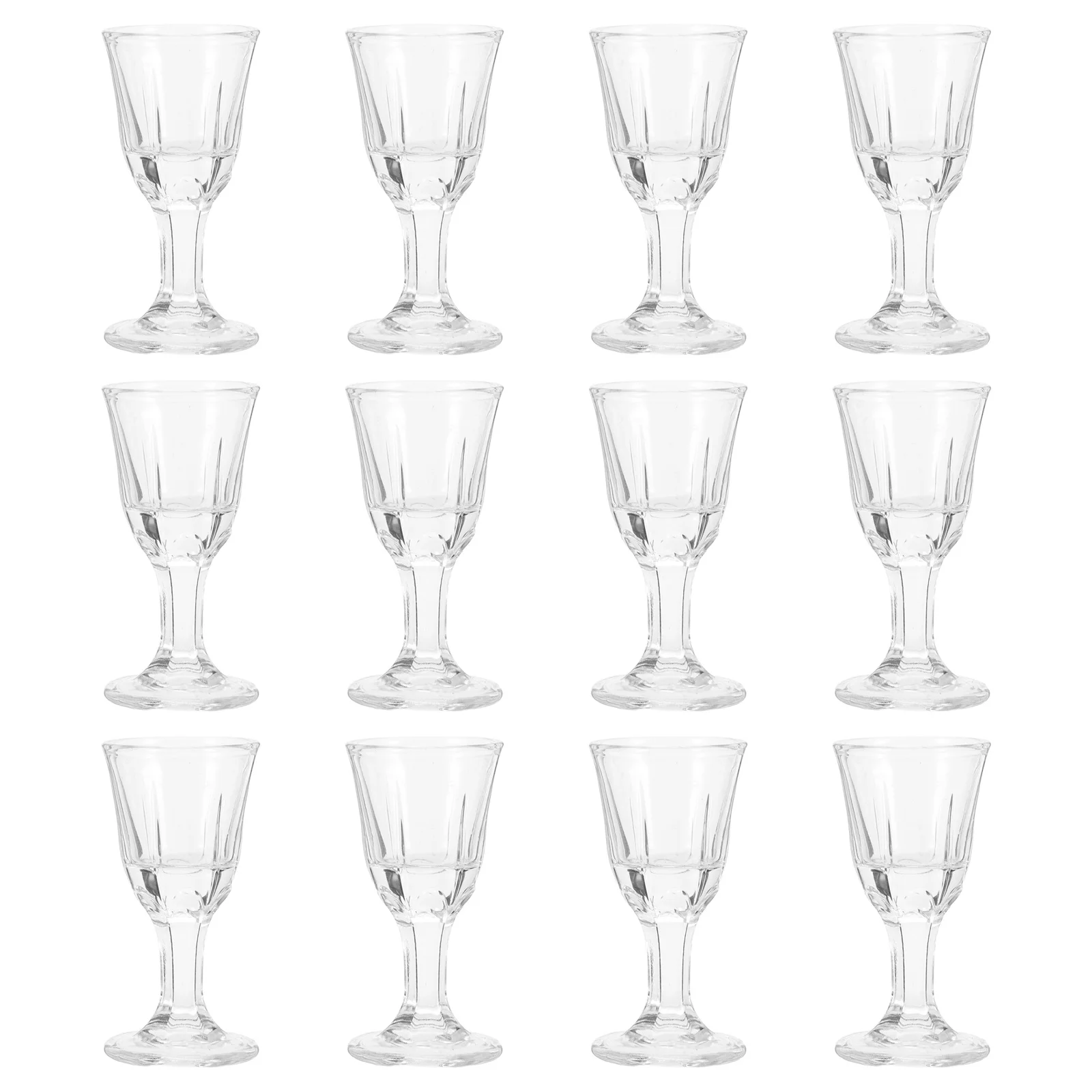 

12Pcs Clear Mini Glass Wine Cups Elegant Transparent Small Goblets for Cocktail Parties Bars Home Use Whiskey Tequila Shots