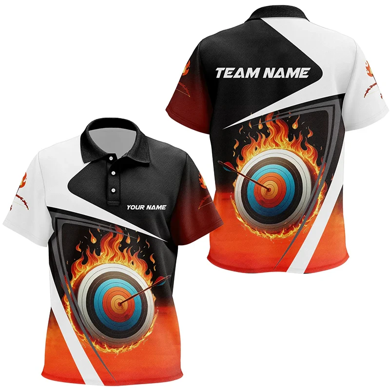 

Трендовая рубашка-поло для стрельбы из лука для мужчин, индивидуальное имя, название команды, спортивные футболки с 3D принтом, повседневная свободная дышащая командная форма