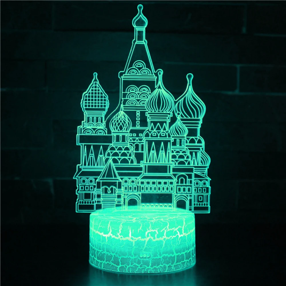 Nighdn St.basil's Cathedral Nightlight 3D Illusion Lamp Visual Bedroom Decoration LED Night Light 7 Color Changing Acrylic Gifts