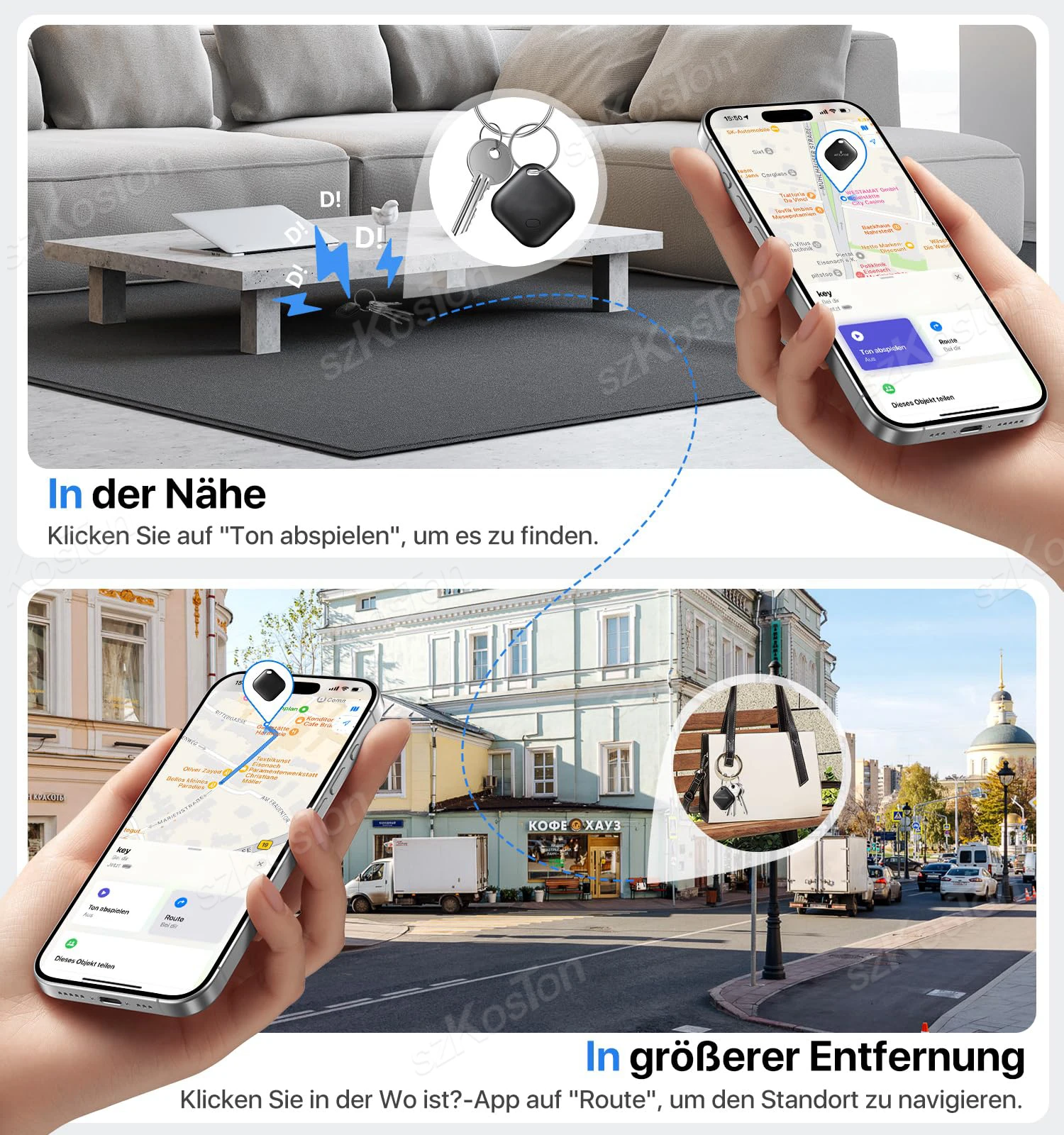 Mini rastreador GPS compatível com iOS Find My APP Localizador de cães e gatos Localizador de crianças Pet & Car Lost Tracker Smart iTag com chaveiro