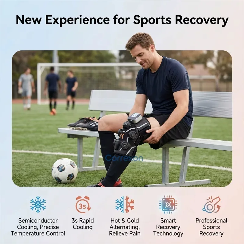 Exoskeleton Portable Knee Massager with Heat, Cold Therapy and Air Compression for Sports Recovery and Daily Relief