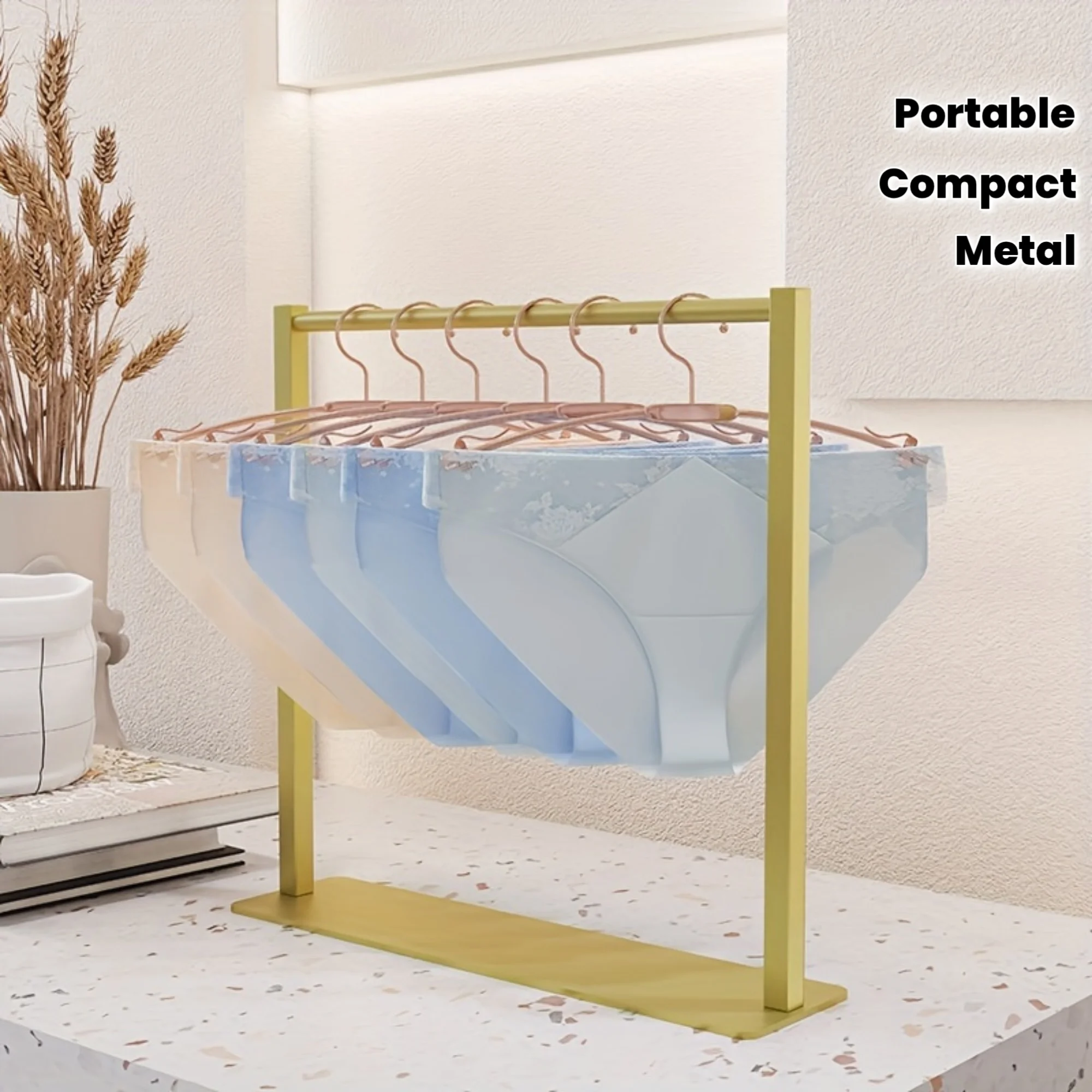 

Шикарная золотисто-белая настольная вешалка для одежды — компактная подставка для одежды и нижнего белья для домашних животных, элегантный металлический органайзер для домашнего декора