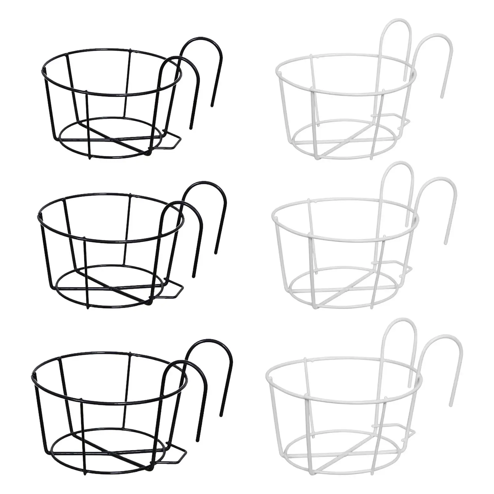 Hanging Railing Planters Basket Plant Holder Round Metal Outdoor Balcony Hanging Baskets for Indoor Balcony Porch Fence Decor