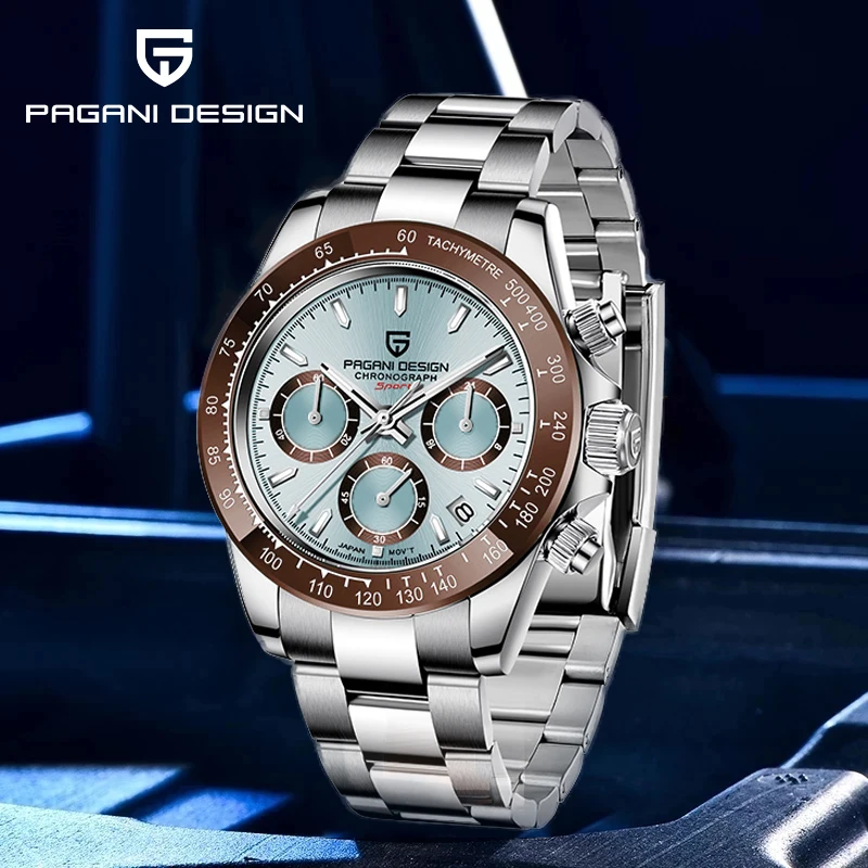 PAGANI DESIGN 1644 Men Watch Quartz Chronograph Waterproof AR Sapphire Mirror Wristwatch VK63 Dive Luminous Clock Reloj Hombre