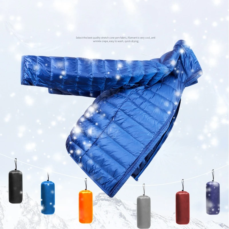 

Осень-зима, новая ультра легкая белая куртка на утином пуху, мужская водонепроницаемая повседневная уличная портативная легкая мужская стеганая куртка