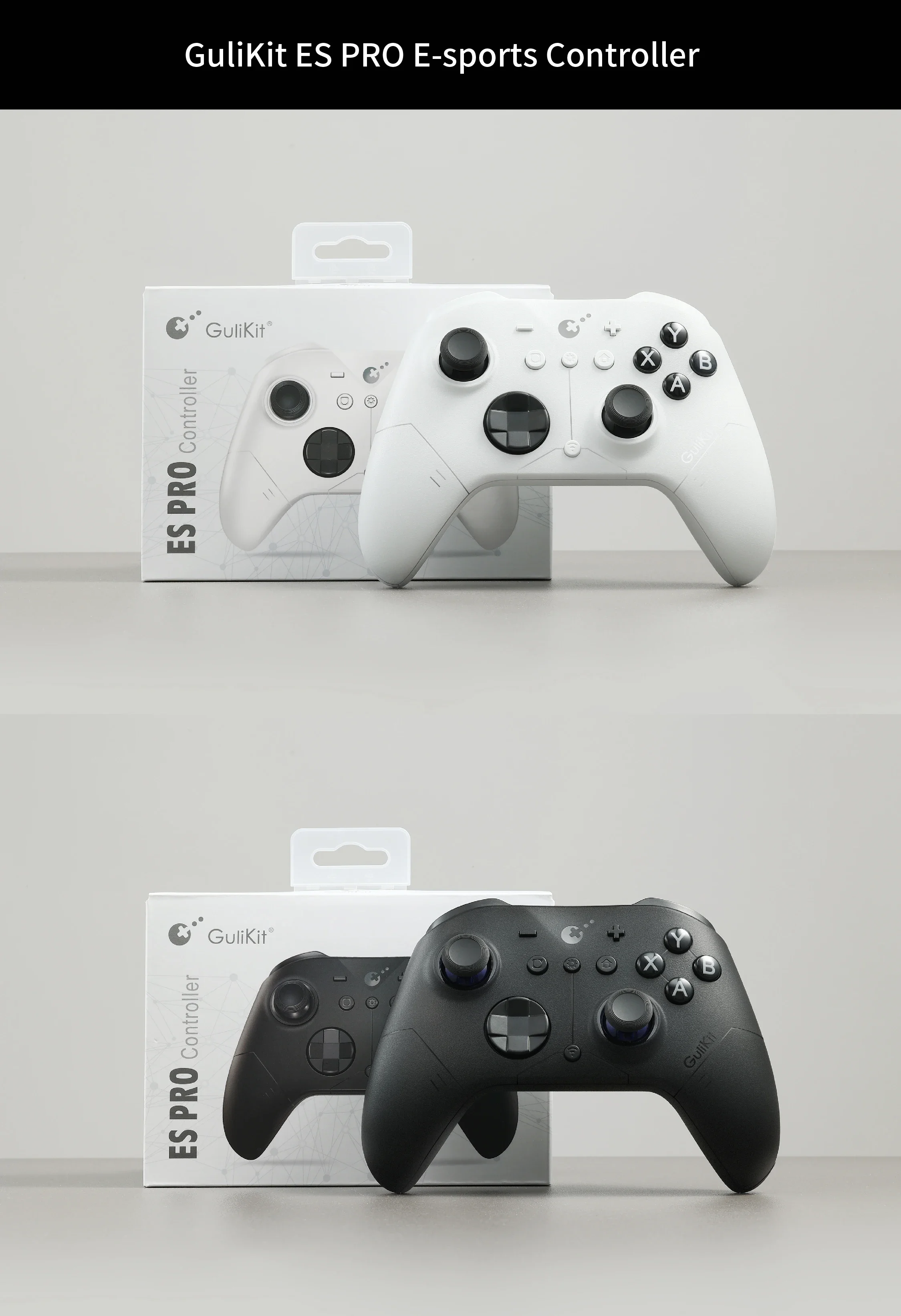 وحدة تحكم بلوتوث رياضية إلكترونية من GuliKit ES Pro، لوحة ألعاب لاسلكية مع عصا تحكم TMR للكمبيوتر الشخصي ويندوز أندرويد لنينتندو سويتش 1/2