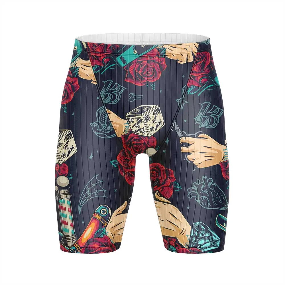 Summer Men's Swim Jammers Swimsuit Short Endurance Athletic Training Beach Swimming Trunks Swimwear Tights Surf Sports Shorts