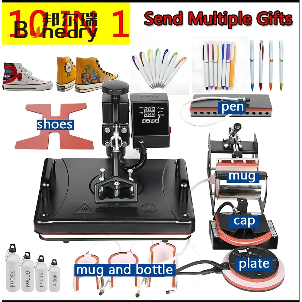 Multi-function sublimation heat press machine 10 in 1 for t shirts heating plate heat press machine