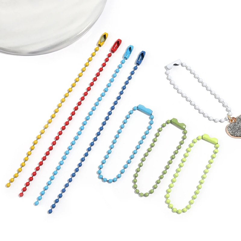 100pcs/lot Iron Ball Bead Chains 10cm/12cm Colorful KeyRing Chain Label Hand Tag Connector Bulk Chains For DIY Jewelry Making