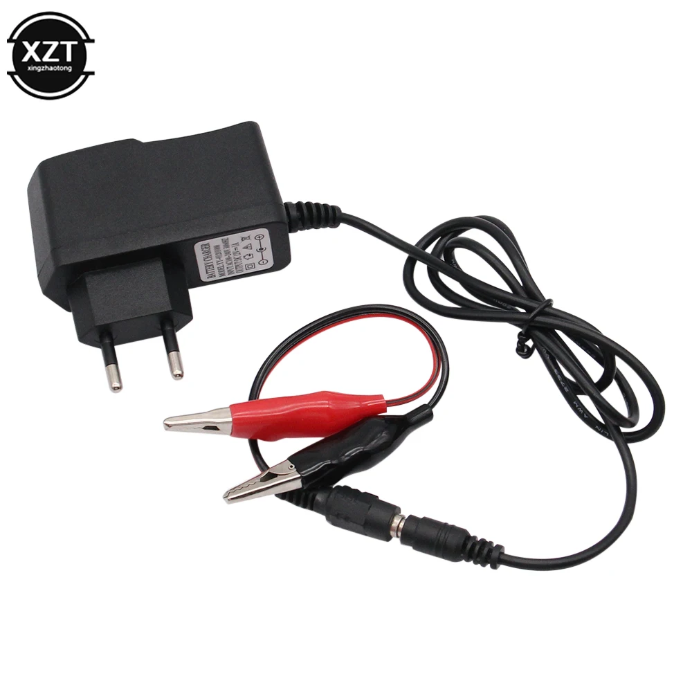 12V EU/US Plug Electric Toy Tool Motor Power Charging Adapter with Clip 1000ma Lead Acid Dry Battery Charger for Car Motorcycle