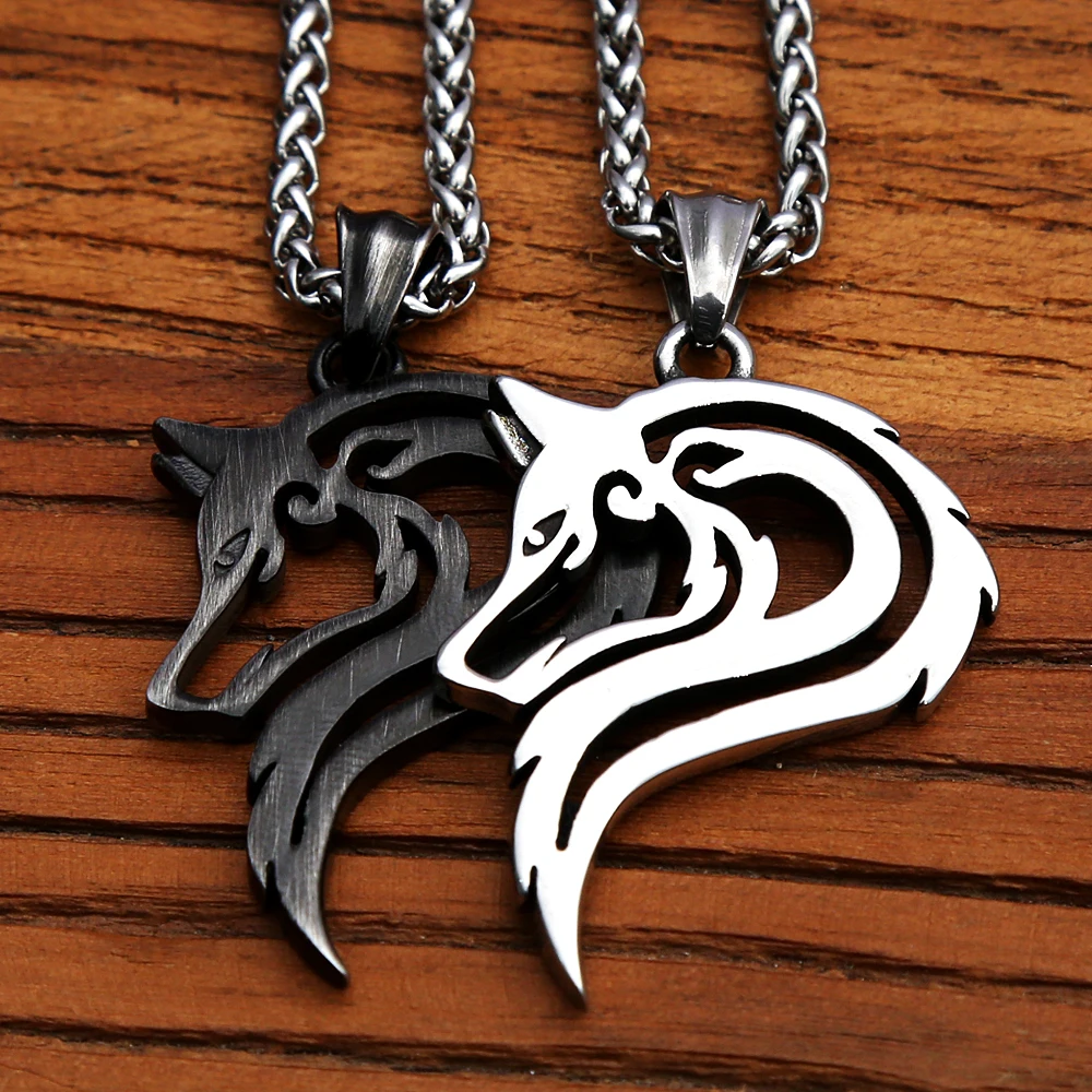 Fashion Simple Openwork Wolf Pendant For Men Stainless Steel Nordic Viking Necklace Animal Amulet Jewelry Gift Dropshipping