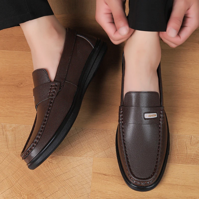 

Легкая деловая офисная официальная мужская повседневная обувь, кожаные мужские лоферы, модельерская обувь без шнуровки, качественная социальная обувь