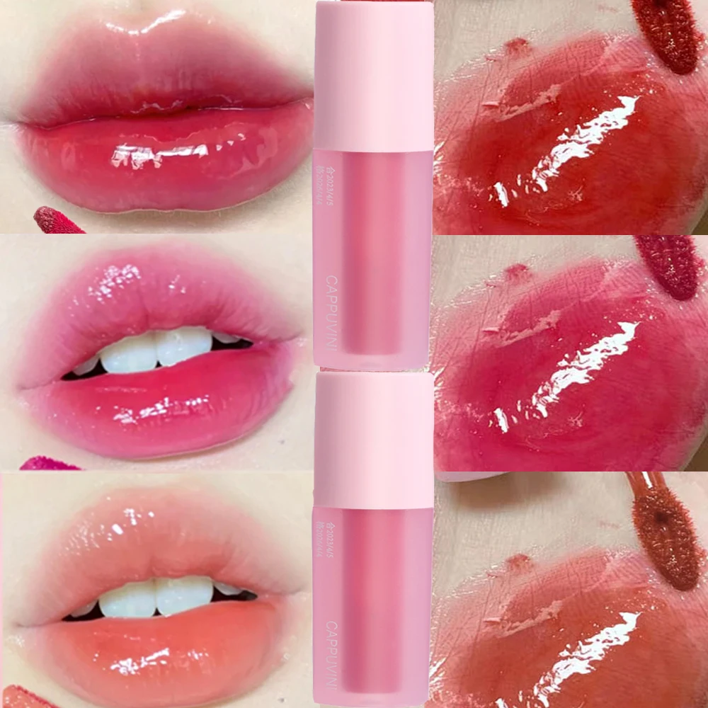 

Mirror Water Light Lip Gloss Love Heart Transparent Jelly Liquid Lipstick Lasting Moisturizing Lip Glaze Pink Lip Tint Cosmetics