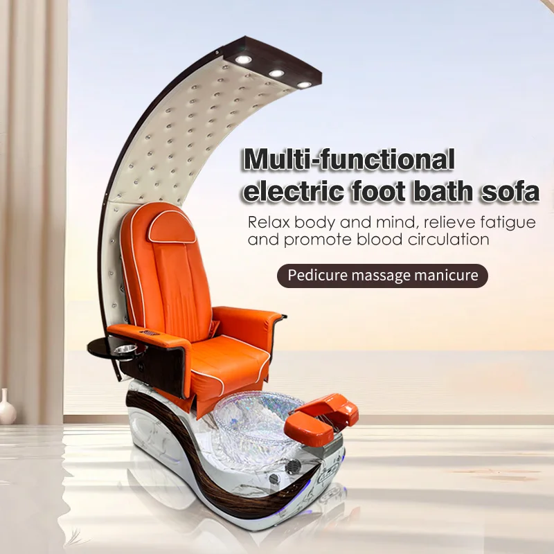 New Design Beauty Nail Salon Equipment Moon Shaped Foot Care Spa Chair Luxury Multifunction Human Touch Pedicure Chair