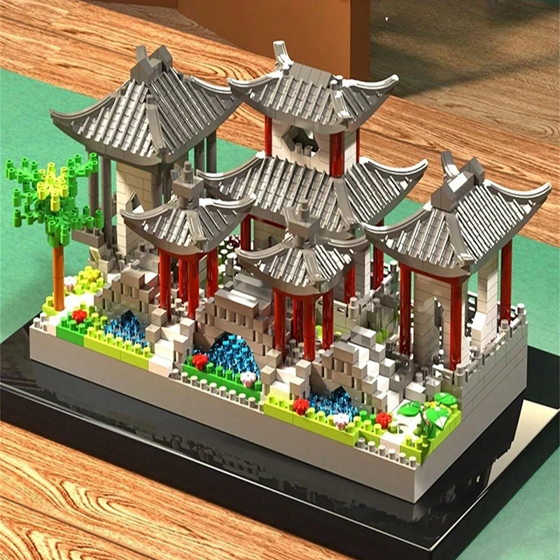 Suzhou garden three in one ancient style architecture adult high difficulty huge assembly block set children\'s toy birthday gift