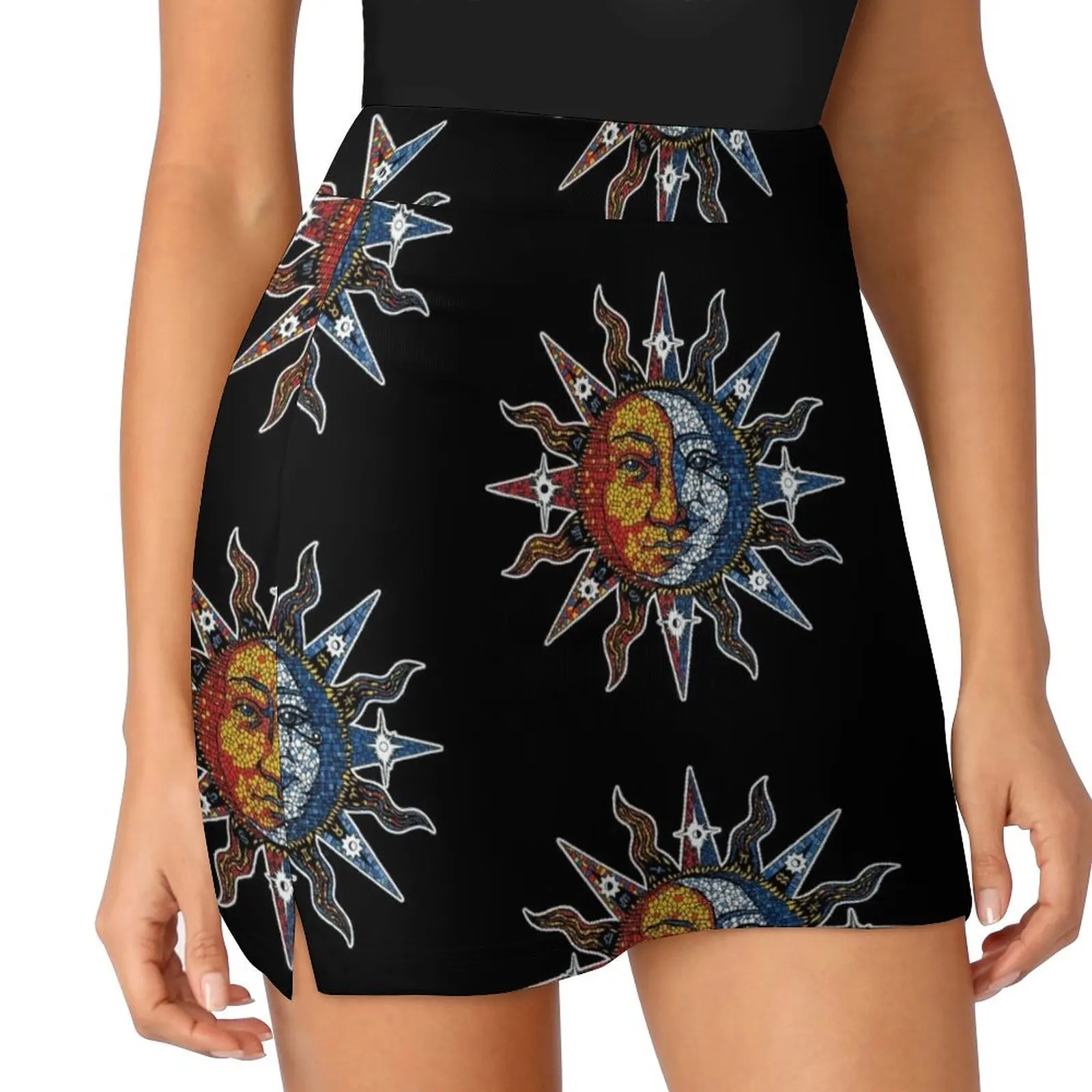 Celestial Mosaic Sun/Moon Mini Skirt Summer women's clothing night club outfit skirts for women