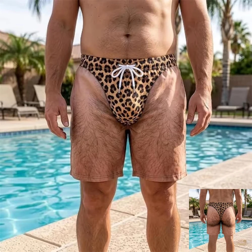 Summer New Buttocks Print Funny Ugly Swim Trunks for Men Unique Personality Fun Quirky Beach Shorts for A Friend Family Matching