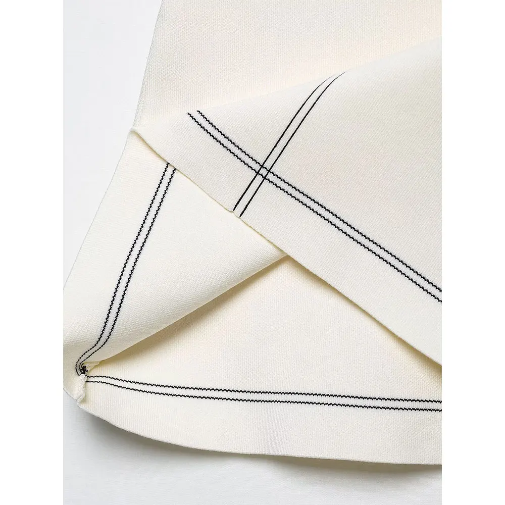 DUOPERI Vrouwen Mode 2025, Nieuwe Witte Gebreide A-lijn Mini Rok Casual Elastische Taille Vrouwelijke Chic Dame Rokken Faldas