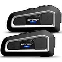 Motorcycle Intercom TK-X2 Helmet Bluetooth Headset with 1000m Range, Two Microphone Options for Snowmobile/ATV/Dirt Bike
