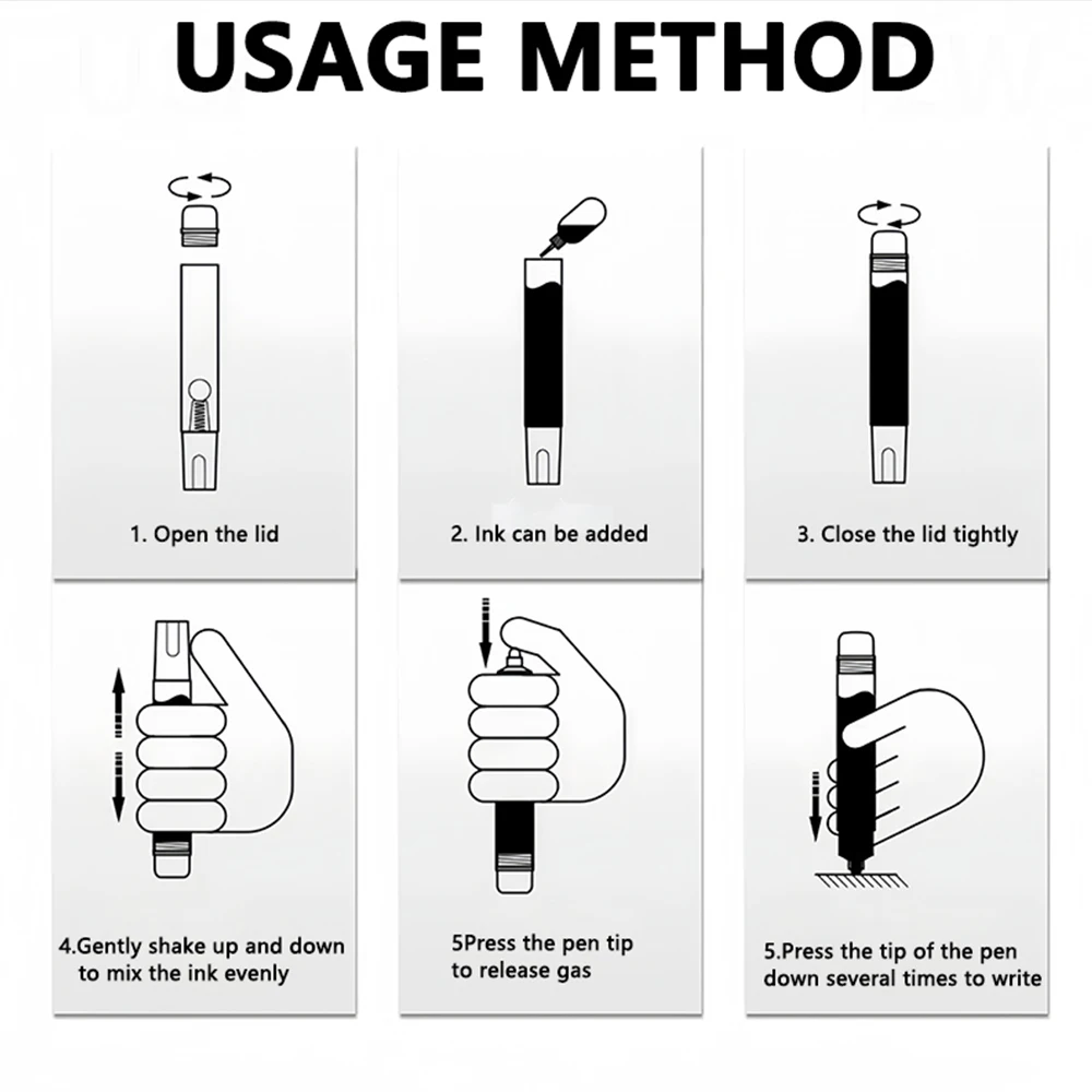 3/5/8/10/15/30/ 50 MM, With Replancement Head, Reusable Graffiti Pen Plastic Transparent Bucket Tube Reusable Ink Empty Rod