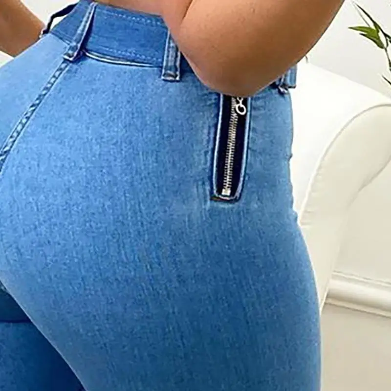 Woman Open Crotch Fake Jeans Leggings with Pockets Hidden Zippers Tight High Rise Hot Pants Erotic Crotchless Panties Clubwear