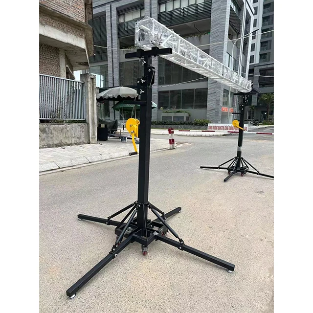 6M Height Telescopic Mobile Truss Lift Stand Square Sound Lighting Events Hand Crank Stand  Aluminum