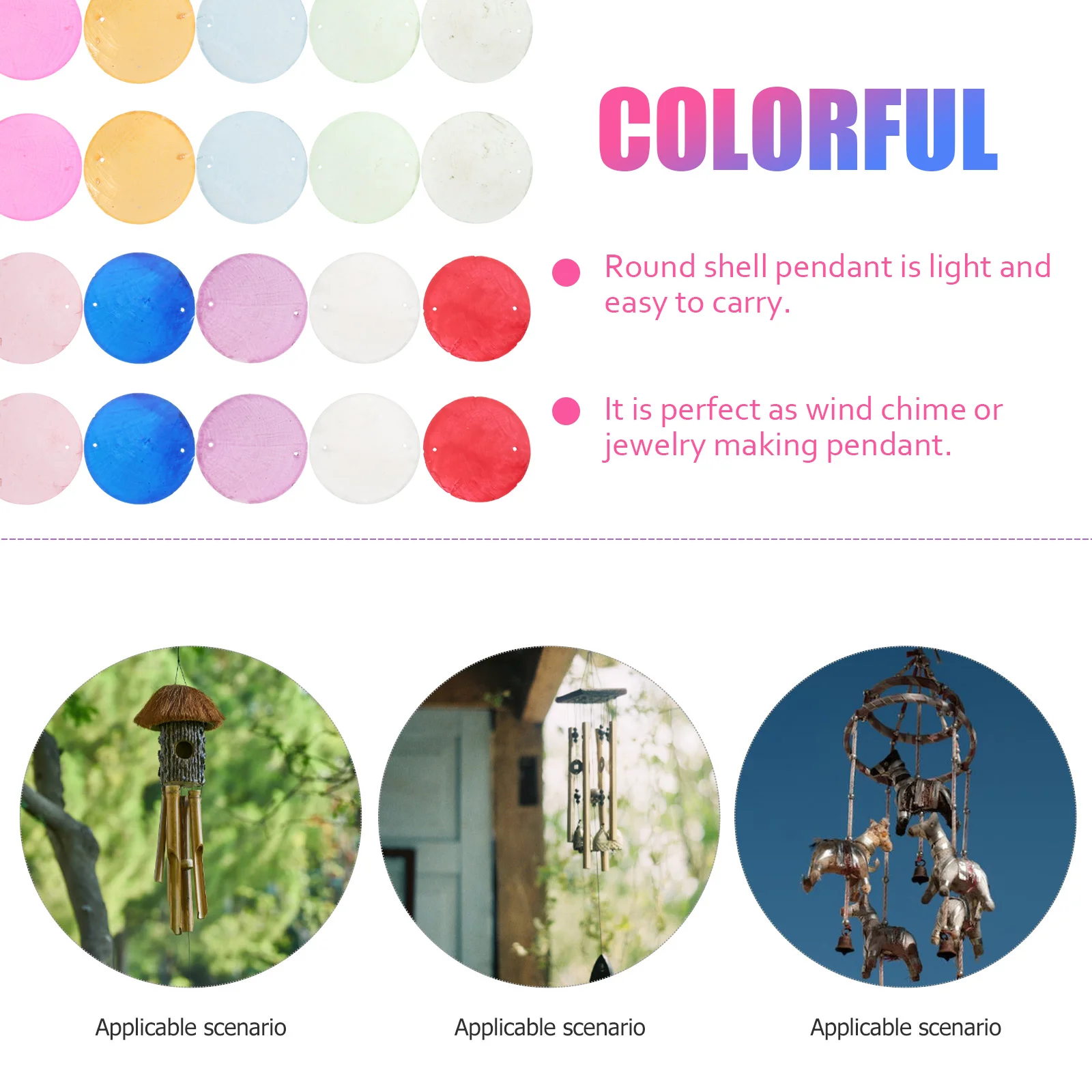 

100pcs Shell Sheet Decoration Round Shells Pieces Handmade Wind Chime DIY Craft Accessories Jewelry Making Material Beads