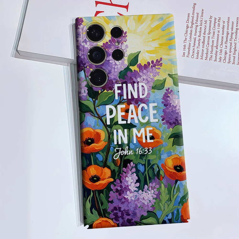 Floral Peace Verse Phone Case for Samsung Galaxy S26 S25 S24 S23 Ultra Plus Luxury Double-layer anti-fall Back Cover