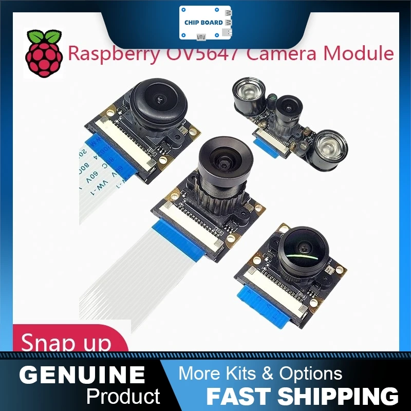 

Модуль камеры OV5647 для Raspberry Pi 3B/4B с регулируемыми фокусировками, датчиком HD 5 МП и возможностью ночного видения.