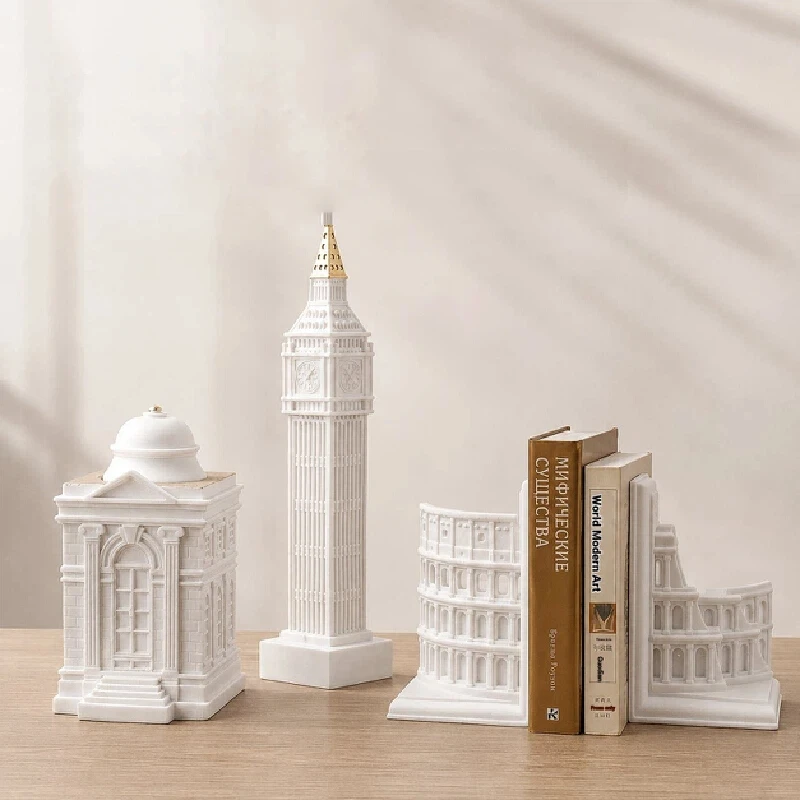 Home Decor Items Modern Style Roman Colosseum Bookends Resin Book Holder Art Sculpture For Desktop Bookshelf Office Home Display