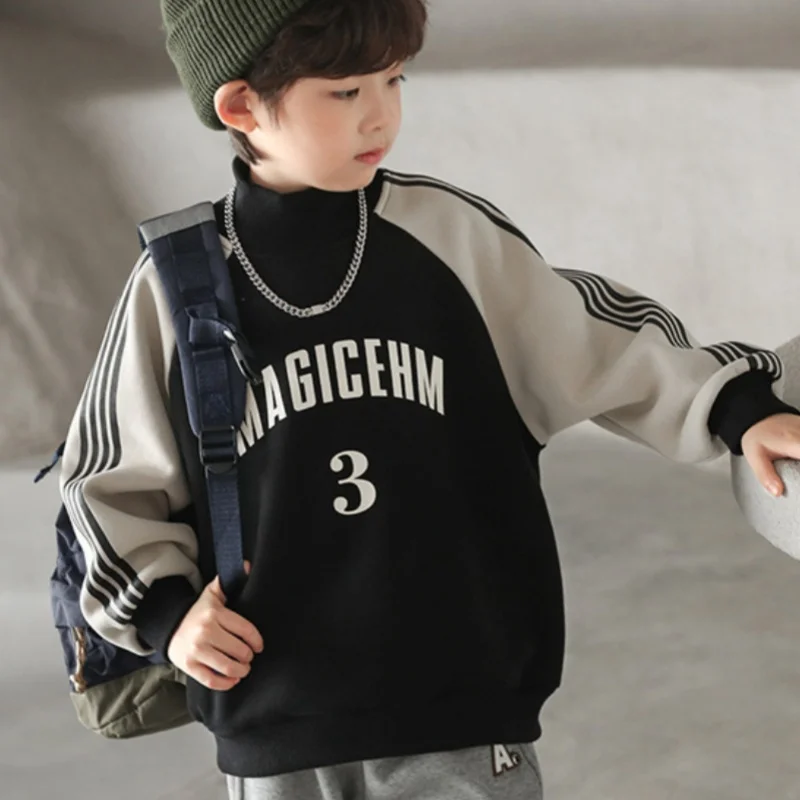 Boys Hoodies Sweatshirts Cotton Tops Outwear 2024 Retro Spring Autumn Kids Sport Uniforms Children's Clothing