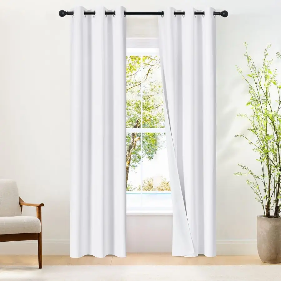 

Белые светонепроницаемые шторы (2 панели) W52 x L84, с люверсами, полное затемнение, теплоизоляция для спальни и гостиной