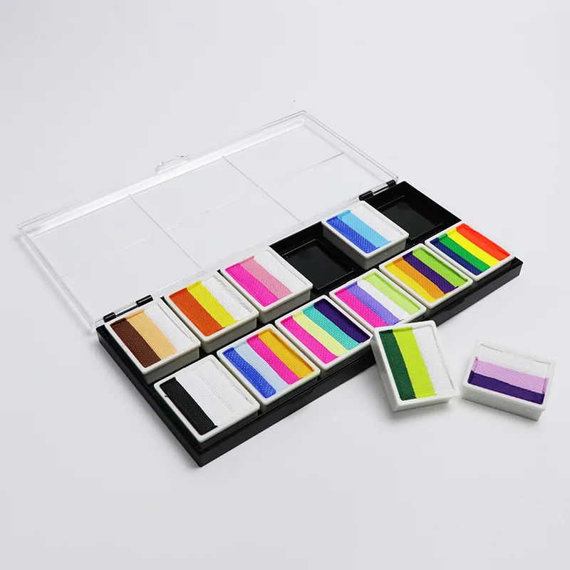 Profesjonalna farba do twarzy 2 w 1, zestaw tęczy, aktywowany wodą eyeliner, tatuaże do ciała, paleta do malowania twarzy