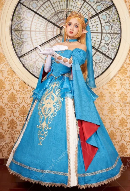 Miccostumes Women's Princess Dress Gerudo Link Wedding Style Cosplay Costume Top and Skirt with Veil