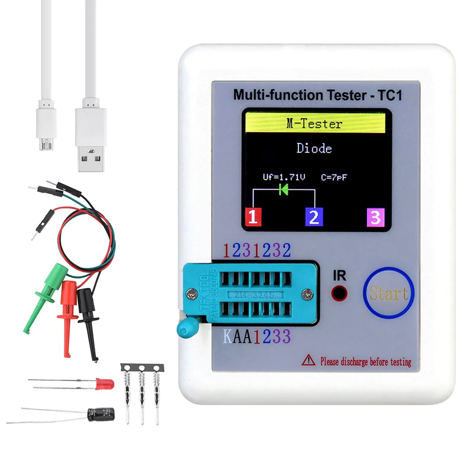 New LCR-T7 Transistor Tester TFT Diode Triode Capacitance Meter LCR ESR Meter NPN PNP MOSFET IR Multifunction Tester Multimeter