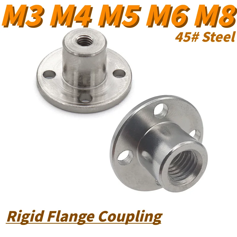 45# Steel M3 M4 M5 M6 M8 Rigid Flange Coupling Motor Guide Shaft Coupler Suitable For The Threaded Shaft Of The Motor
