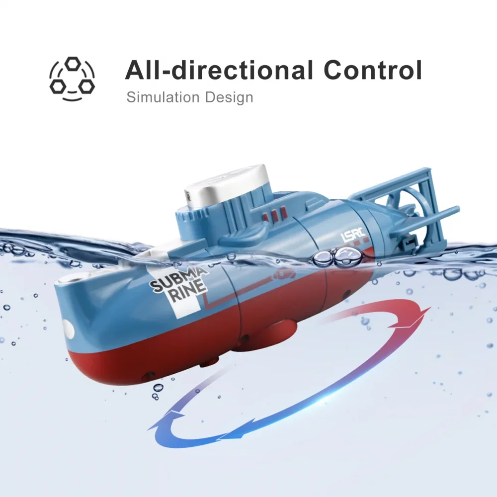 Mini barco de controle remoto submarino rc, barco elétrico de mergulho à prova d'água, modelo de simulação de brinquedo para meninos e meninas, presente de ano novo