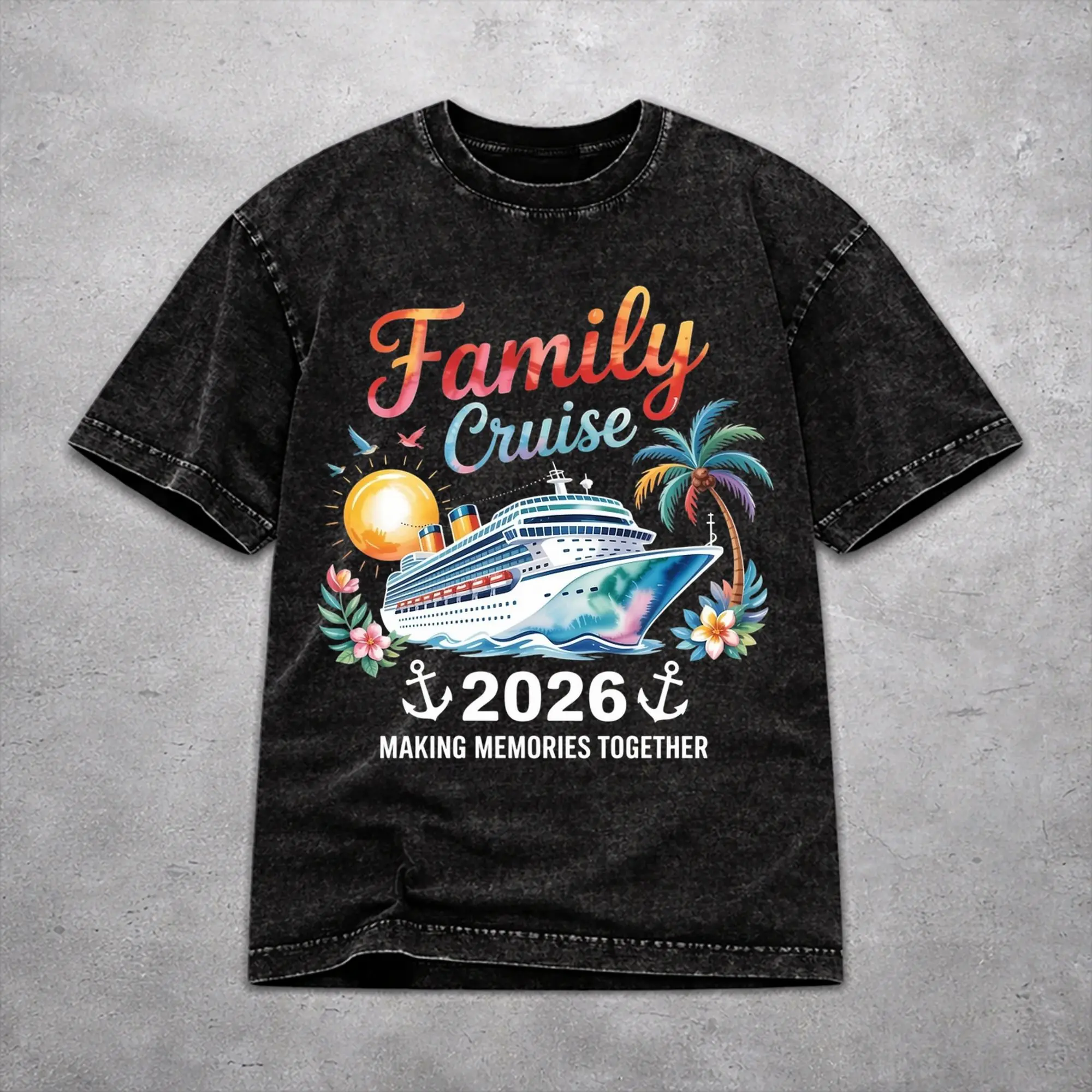 Novelty Women Men Family Cruise 2026  Tee Shirt Washed Style Making Memories Together T Shirts Clothes