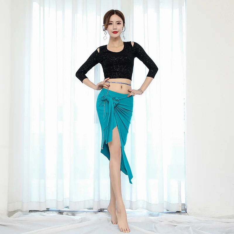 Belly Dance Outfit for Autumn & Winter Practice Wear Sexy Off Shoulder Top With Long Skirt Performance Dance Costume Set