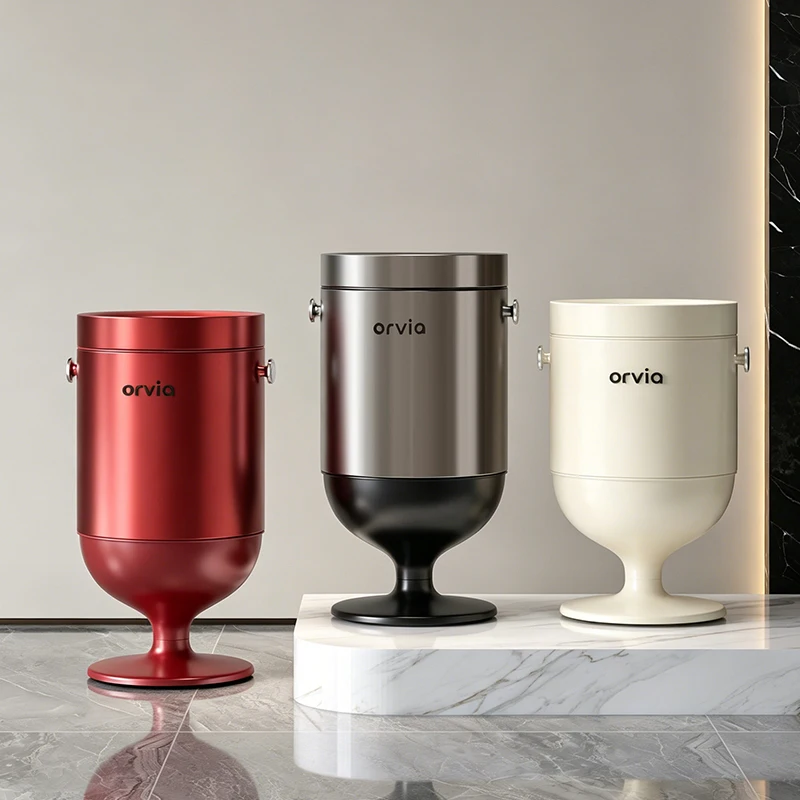 Light Luxury Pedal Trash Can, High Aesthetic Stainless Steel Waste Bin with Hidden Universal Wheels, Movable Double Inner Bucket